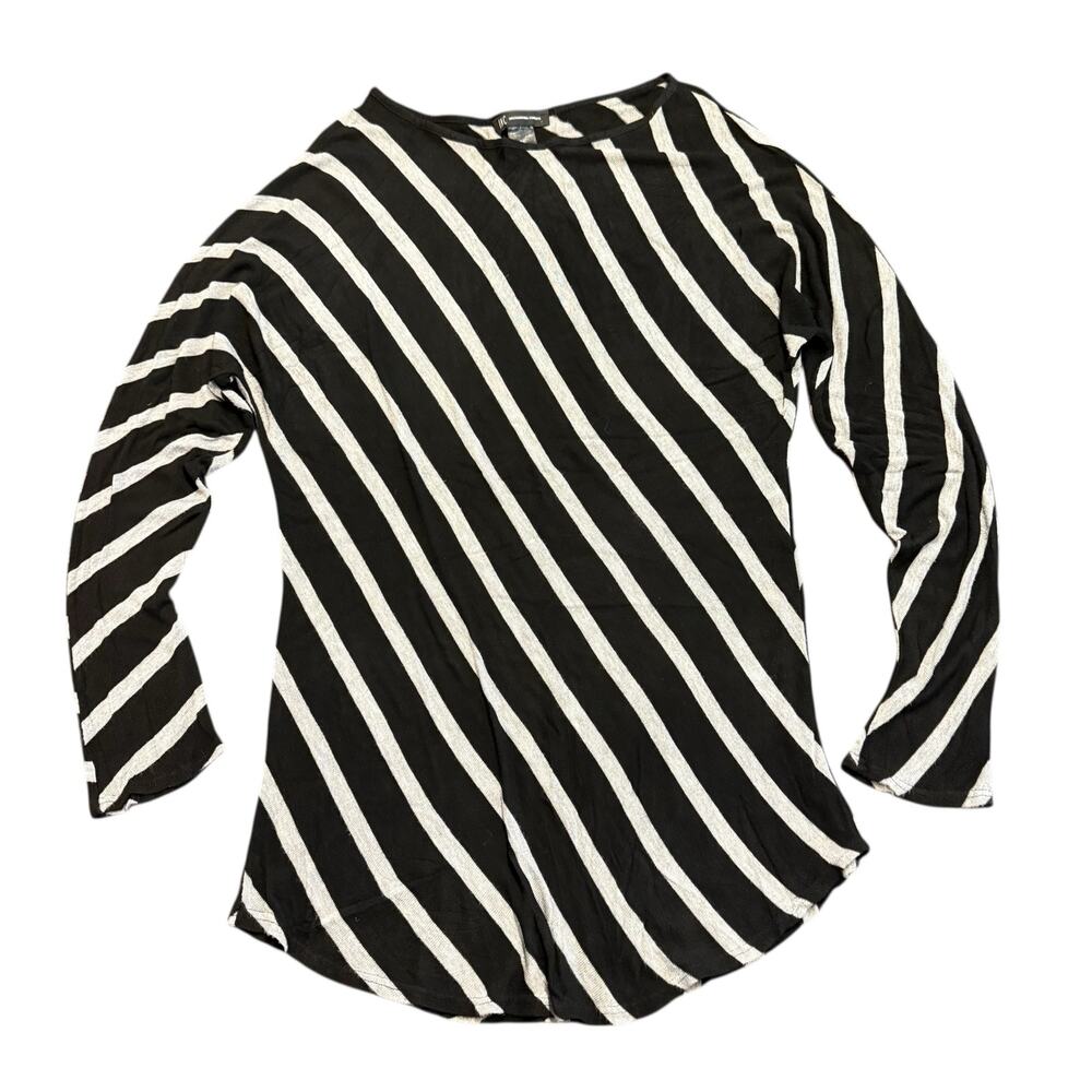 INC Women’s black diagonal stripe tunic top, Size XL